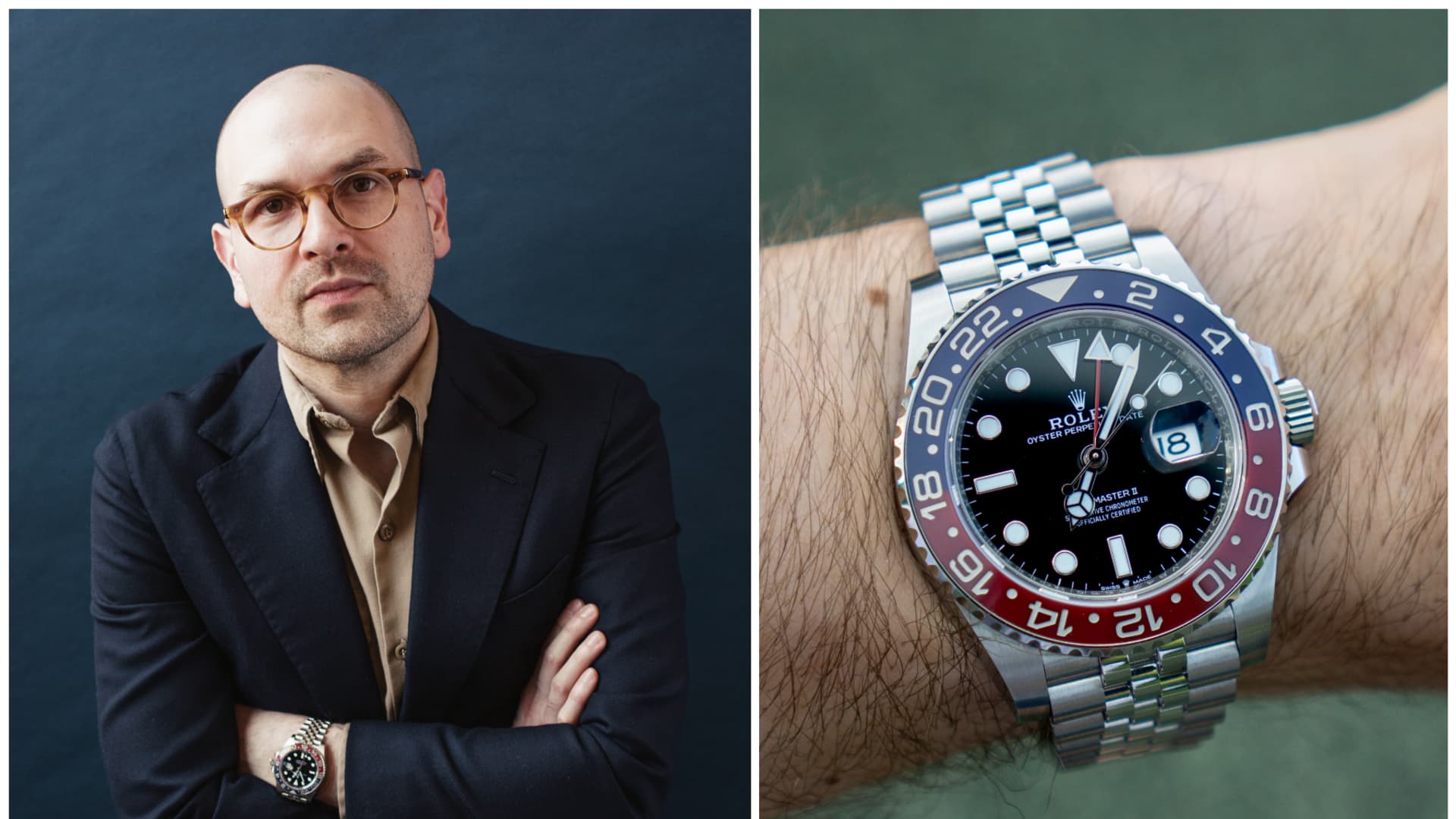 Jeremy Kirkland wearing his Rolex GMT-Master II Pepsi
